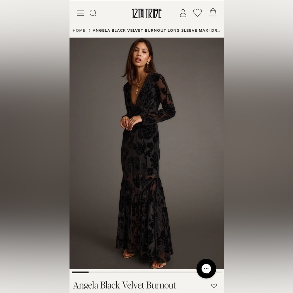 12th Tribe Black Velvet Long Sleeve Maxi Dress